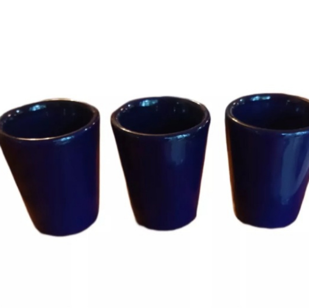 3 Vintage Cobalt Blue Shot Glasses